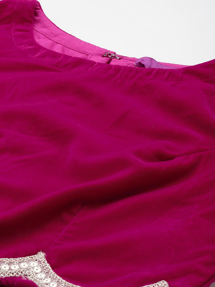Pink Solid Velvet 3 Piece Co-Ords