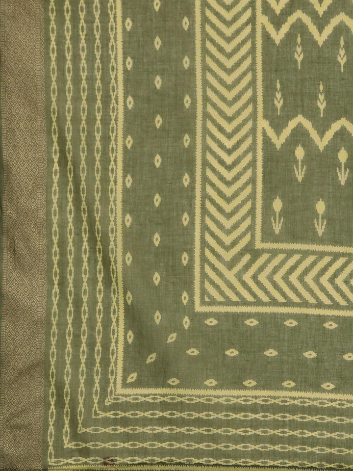Green Printed Cotton Straight Suit With Dupatta