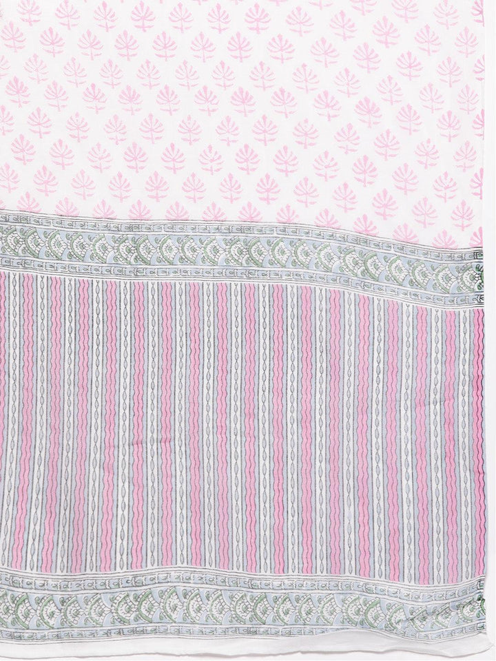 Pink Printed Cotton Straight Suit With Dupatta