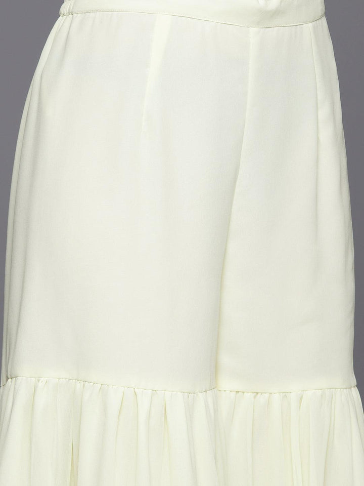 Lemon Embroidered Georgette A-Line Kurti With Sharara & Dupatta