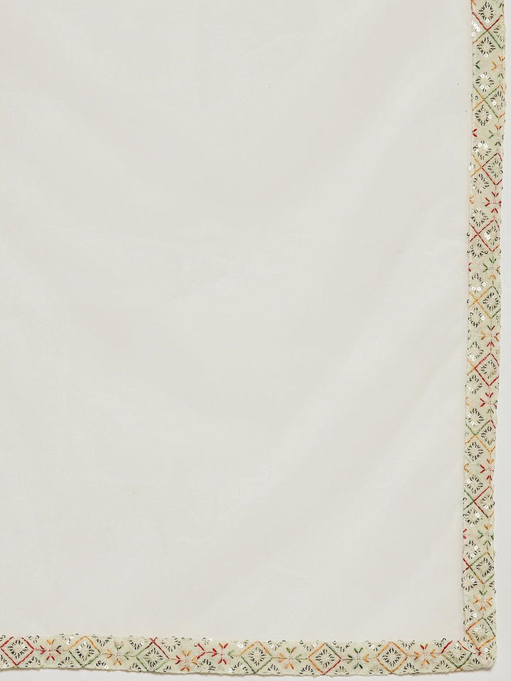 Lemon Embroidered Georgette A-Line Kurti With Sharara & Dupatta