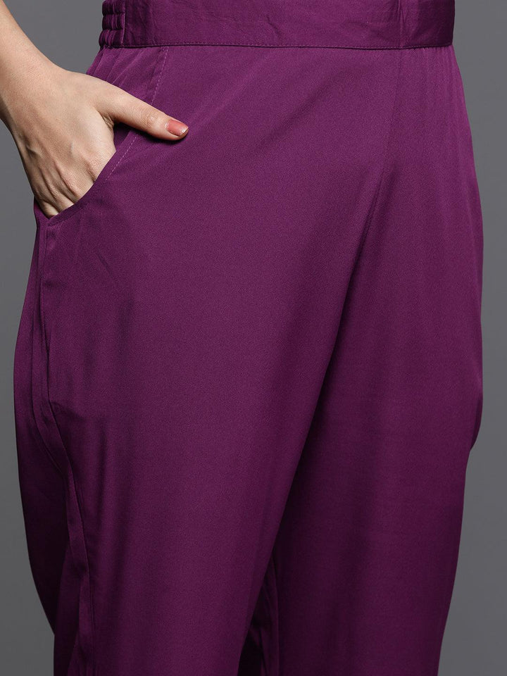 Wine Solid Velvet Anarkali Suit With Dupatta