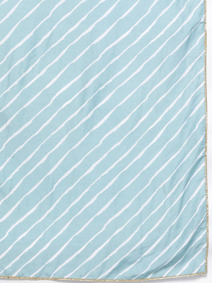 Blue Yoke Design Silk Blend Straight Suit With Dupatta