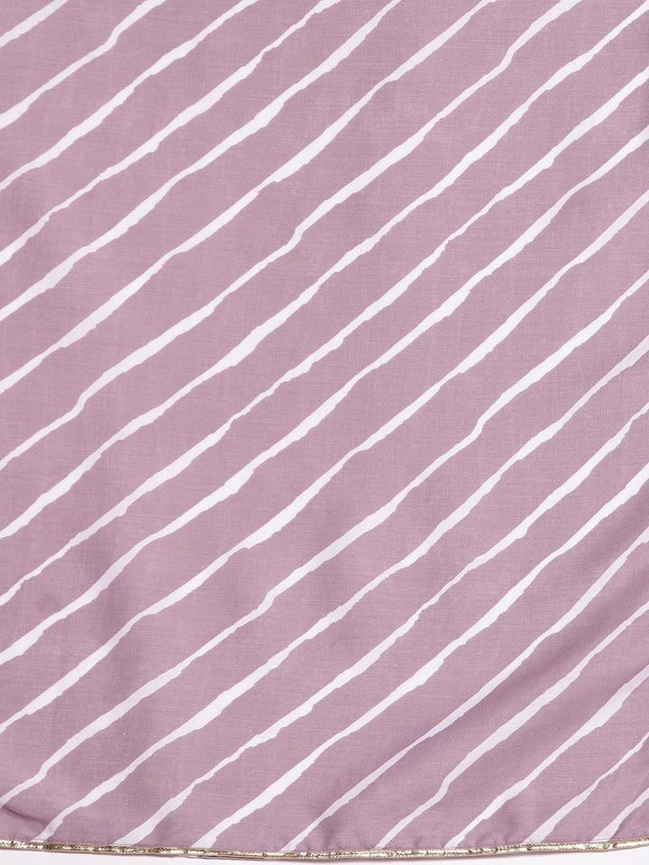 Mauve Yoke Design Silk Blend Straight Suit With Dupatta