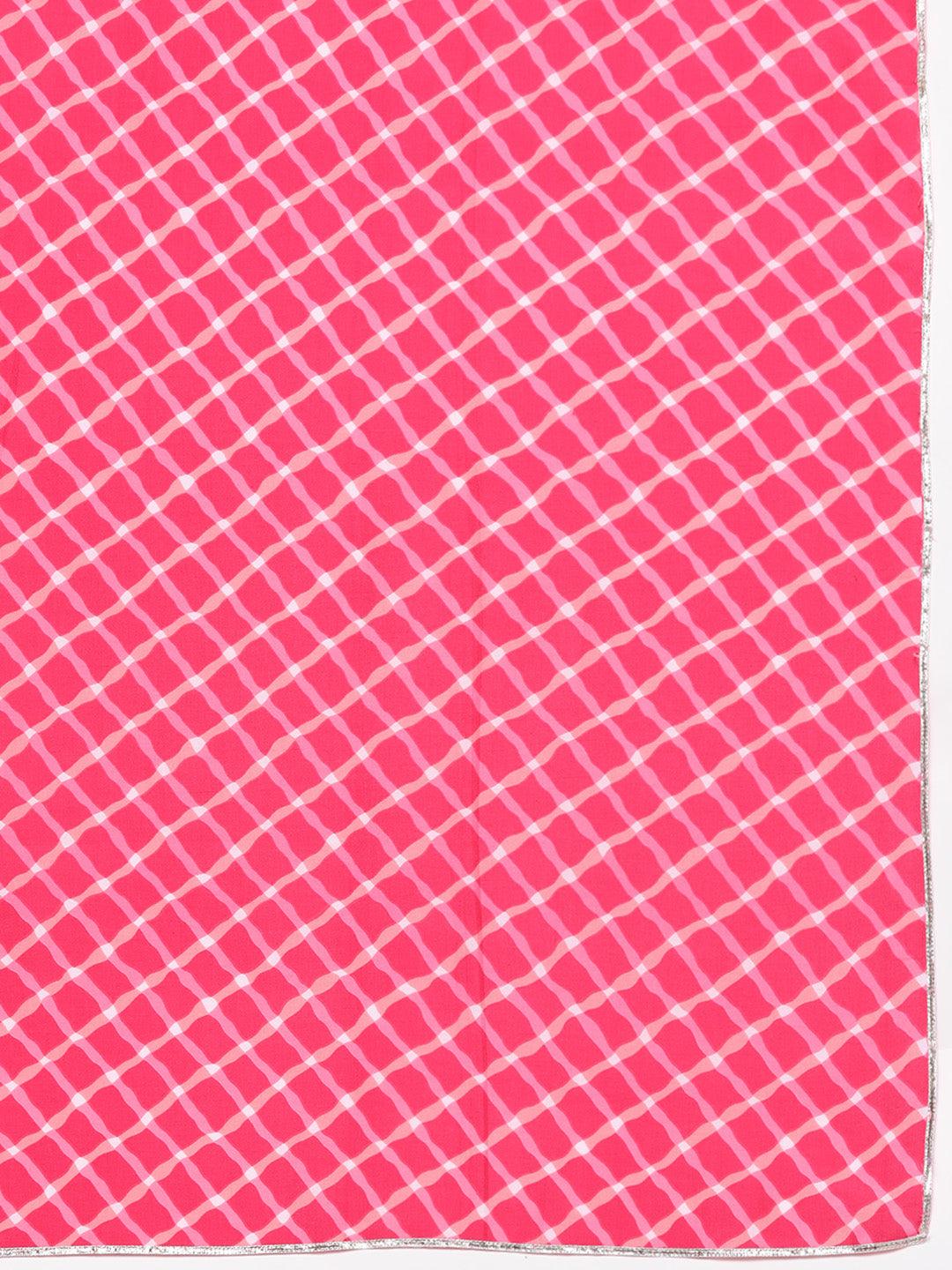 Pink Yoke Design Silk Blend Straight Kurta With Trousers & Dupatta - ShopLibas