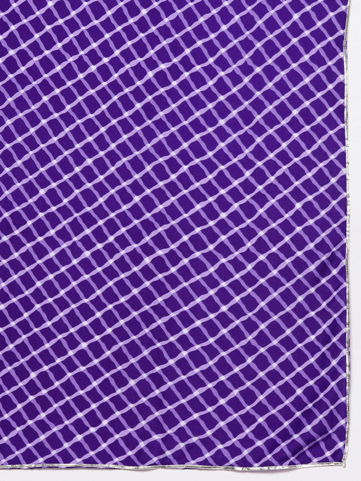 Purple Yoke Design Silk Blend Straight Suit With Dupatta
