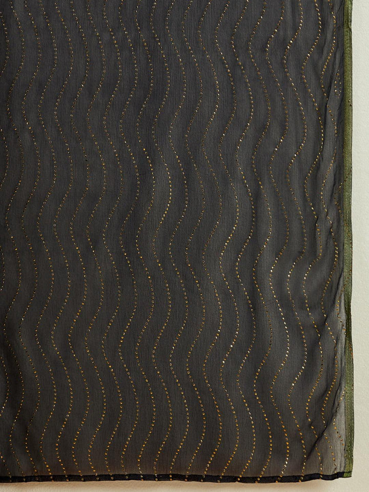 Blue Printed Silk Blend Straight Suit With Dupatta