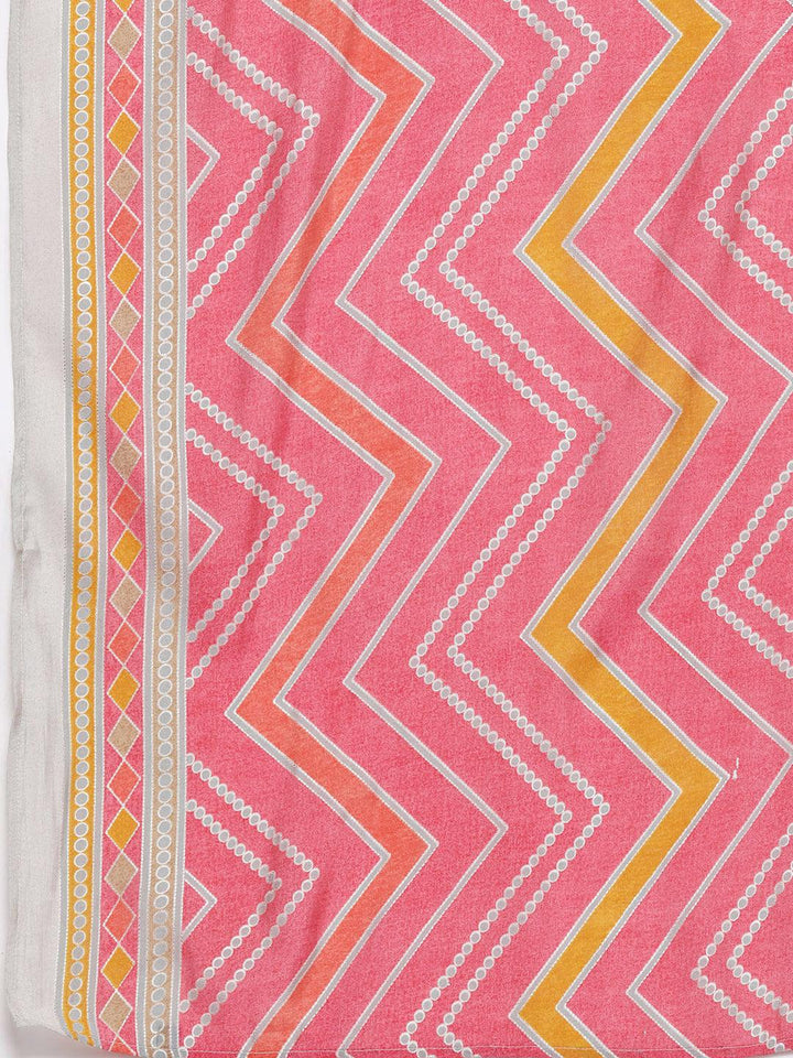 Multicoloured Printed Silk Blend Straight Suit With Dupatta