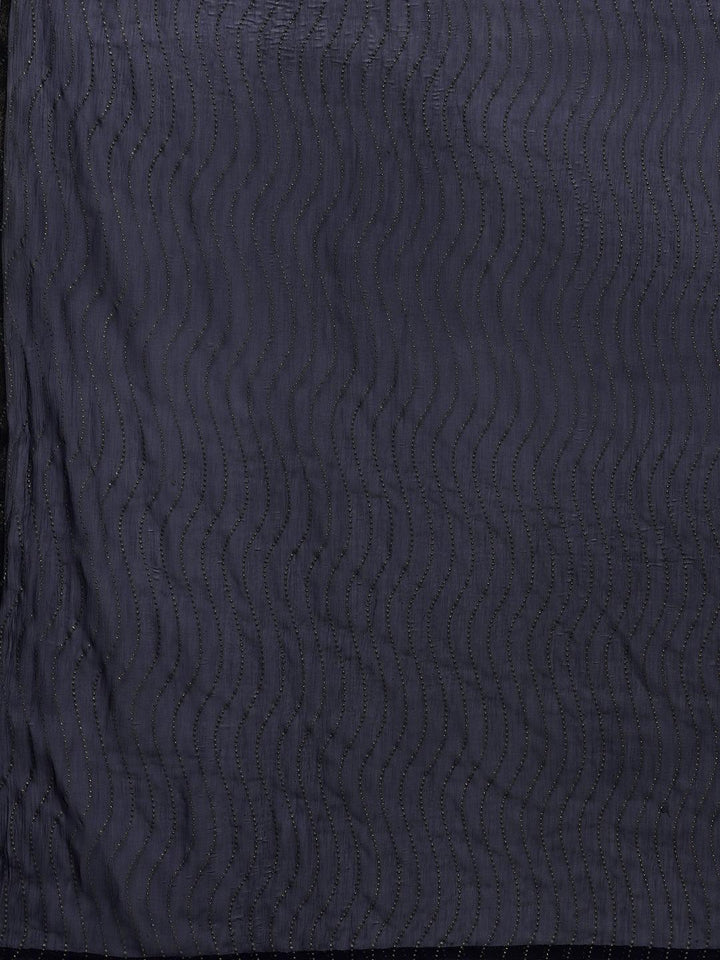 Blue Printed Silk Blend Straight Suit With Dupatta