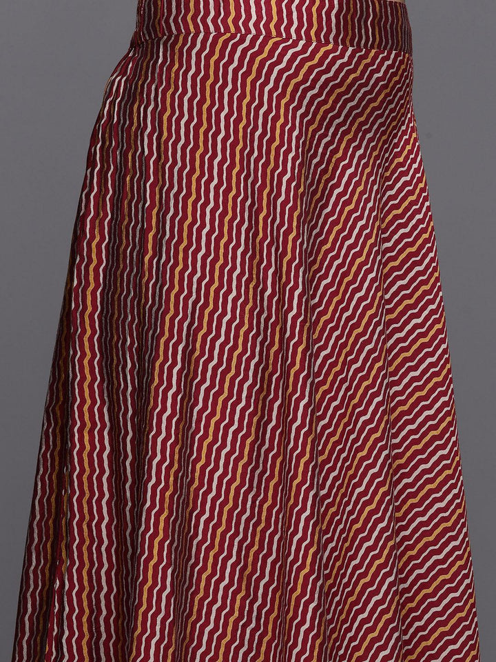 Maroon Printed Silk Blend Straight Suit With Dupatta