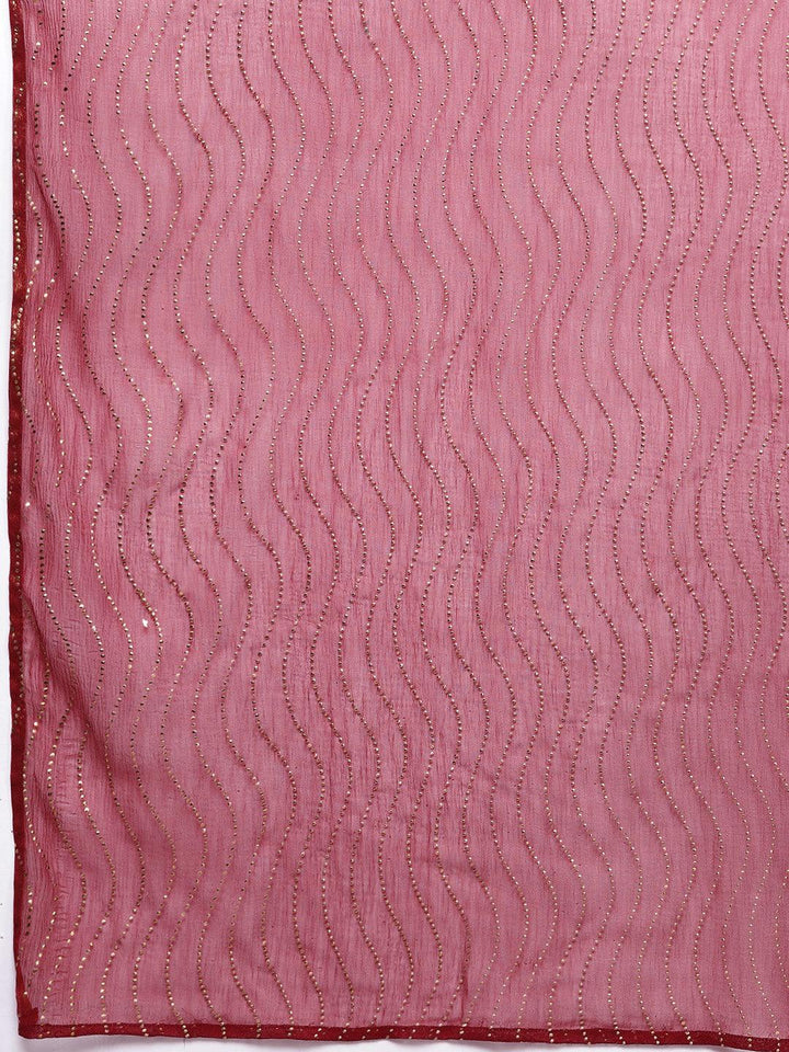Maroon Printed Silk Blend Straight Suit With Dupatta