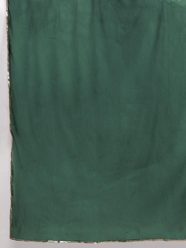 Green Yoke Design Shantoon A-Line Kurta With Palazzos & Dupatta