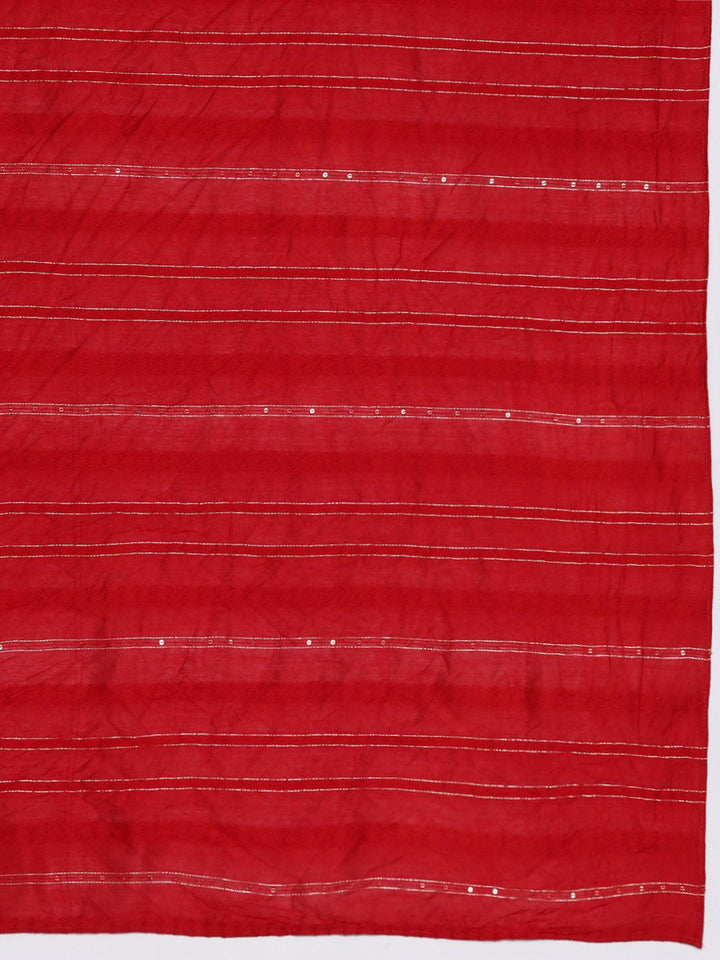 Red Yoke Design Silk Blend Straight Suit With Dupatta