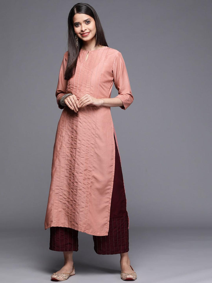 Pink Solid Chanderi Silk Kurta