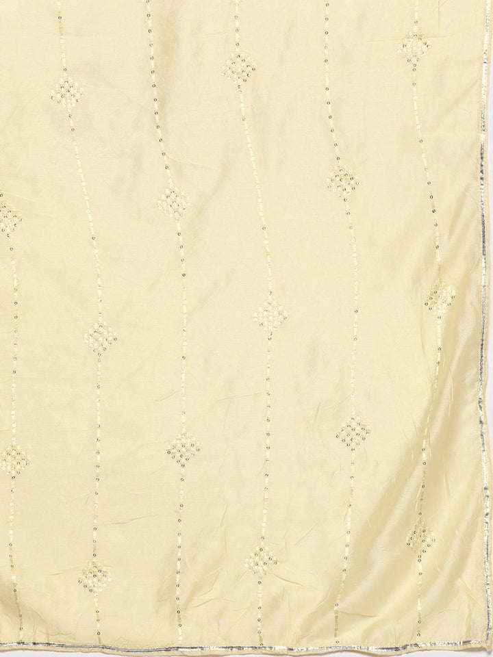 Yellow Yoke Design Silk Blend Straight Suit With Dupatta