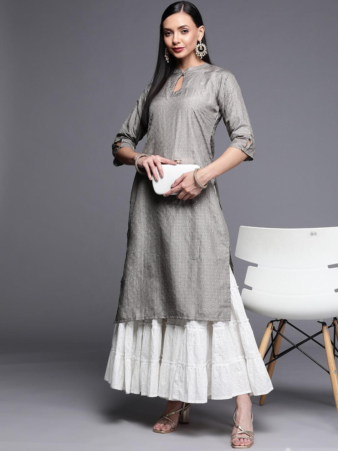 White Self Design Cotton Sharara Pants - ShopLibas