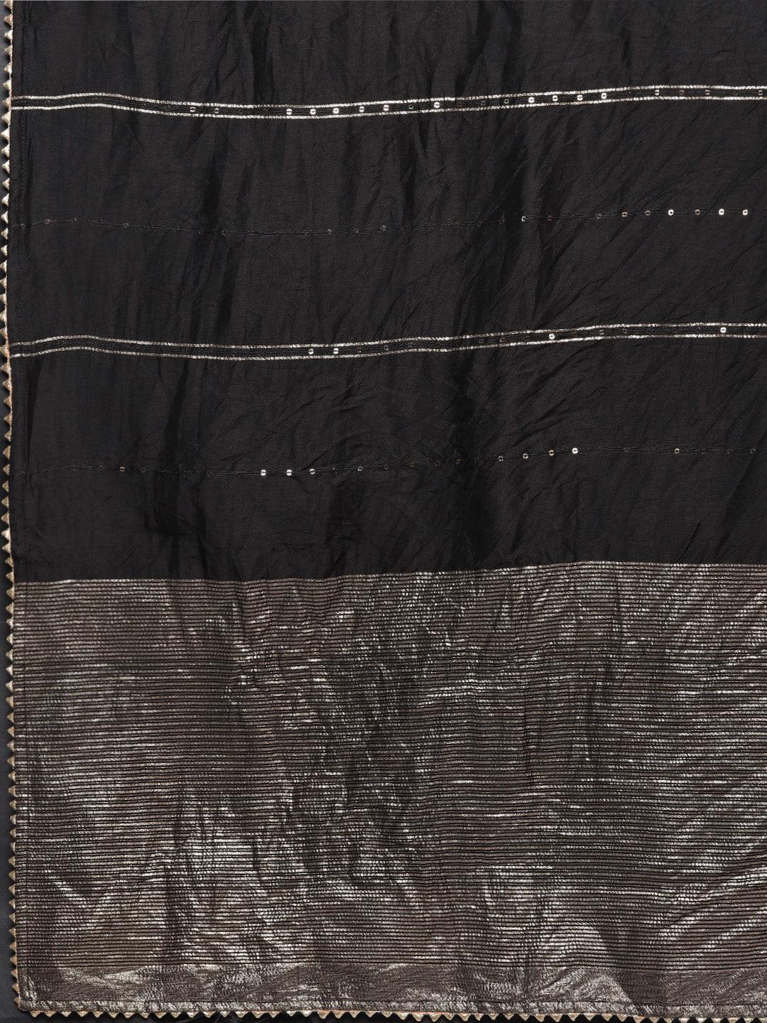 Black Yoke Design Silk Blend Straight Kurta With Palazzos & Dupatta - ShopLibas