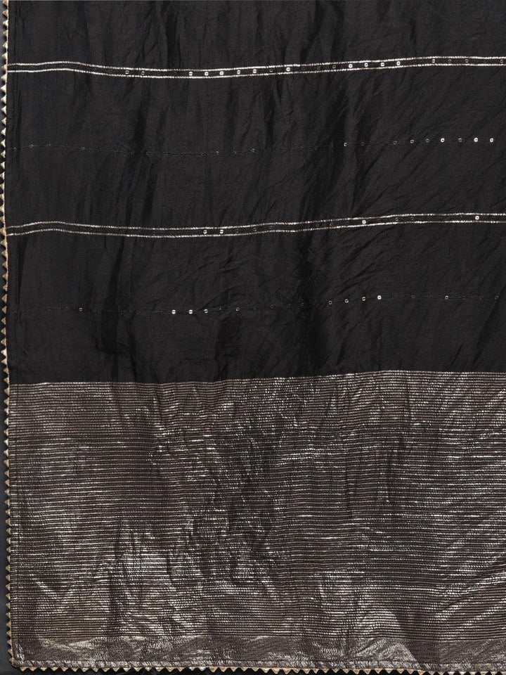 Black Yoke Design Silk Blend Straight Kurta With Palazzos & Dupatta