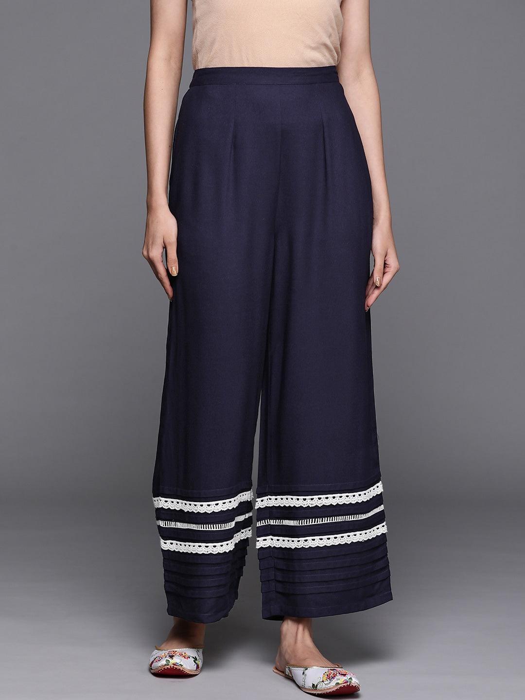 Blue Hem Design Rayon Palazzos - ShopLibas