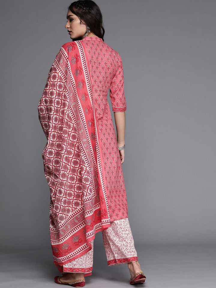 Pink Printed Cotton Suit Set