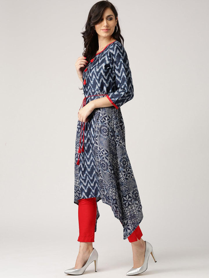 Blue Printed Cotton Kurta