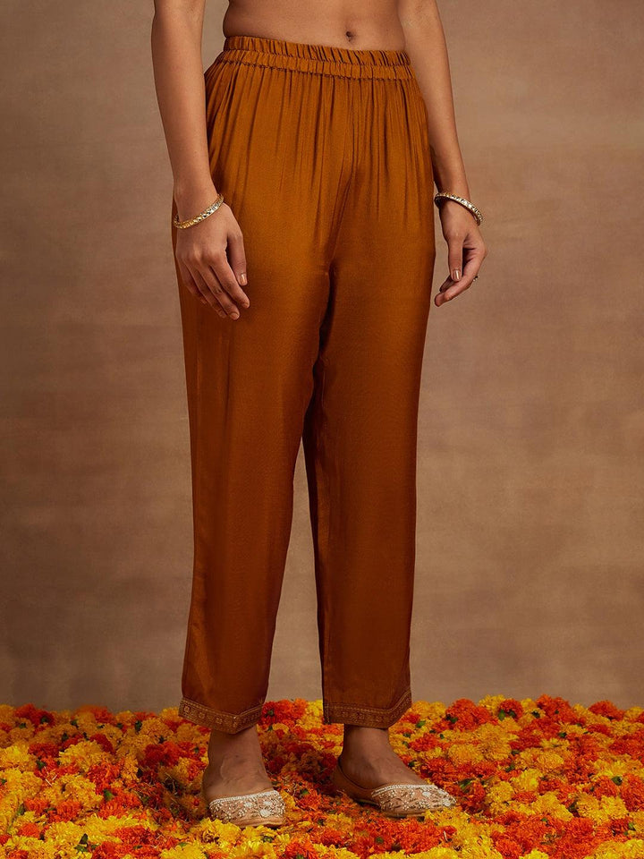 Mustard Woven Design Silk Blend Straight Suit With Dupatta