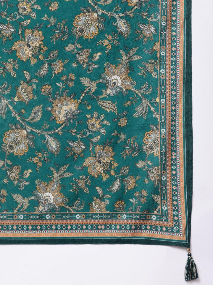 Green Yoke Design Velvet Straight Suit With Dupatta