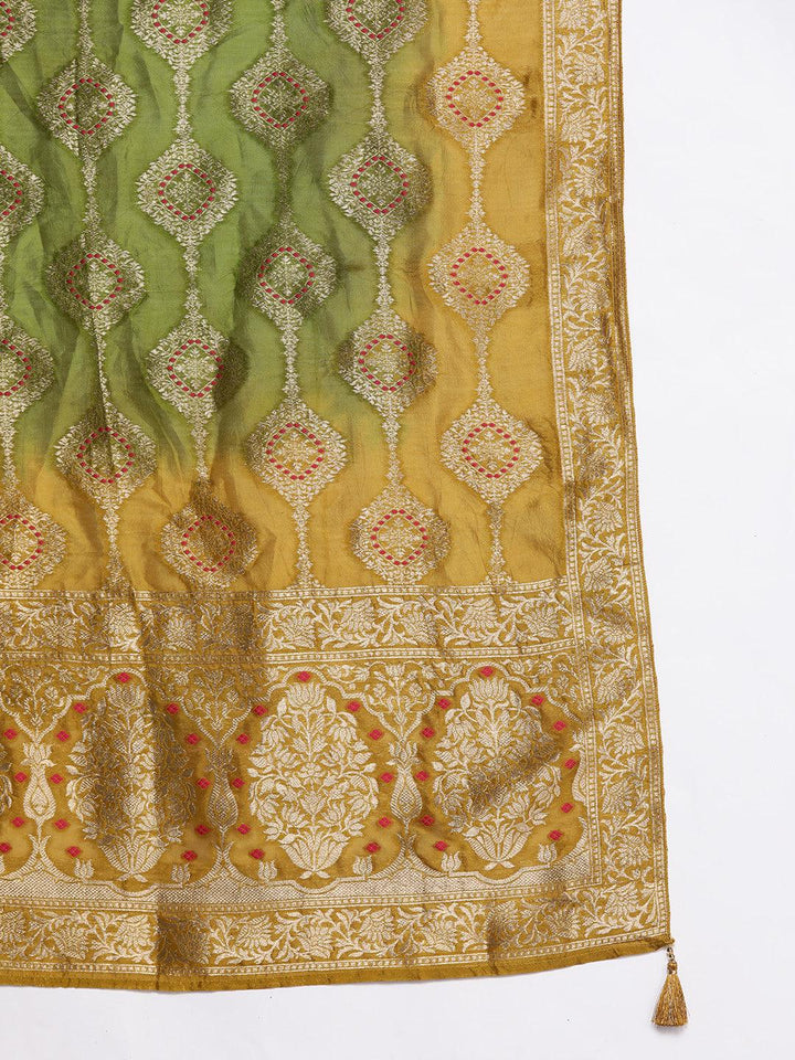 Mustard Yoke Design Velvet Straight Suit With Dupatta