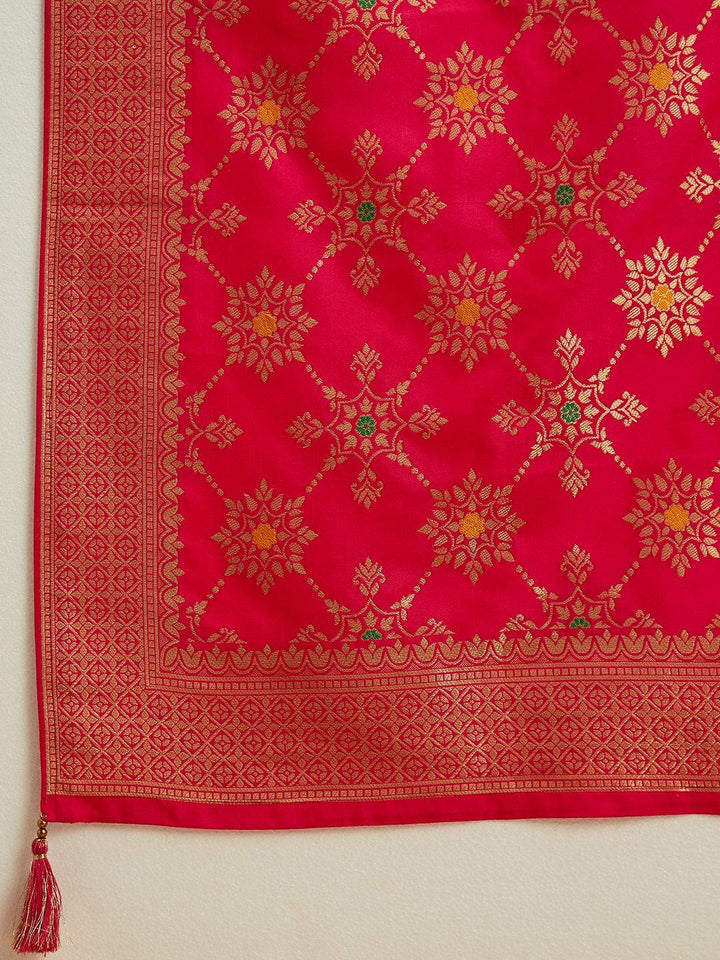 Pink Yoke Design Silk Blend Anarkali Suit With Dupatta