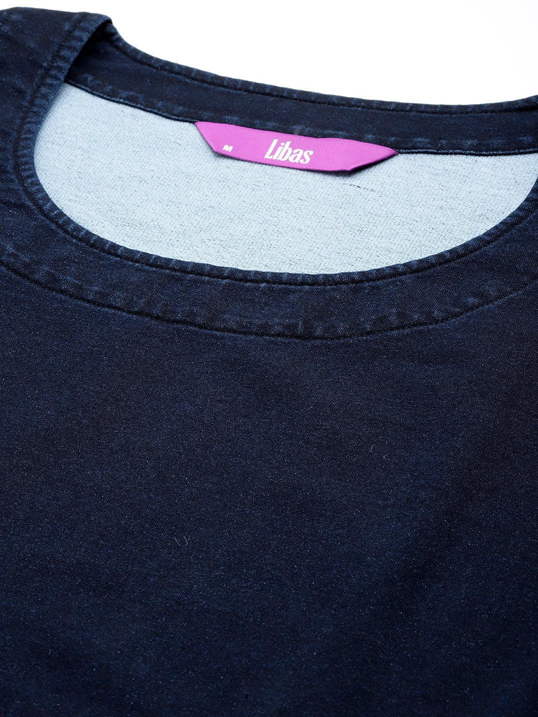 Blue Printed Wool Blend Straight Kurta With Trousers - ShopLibas