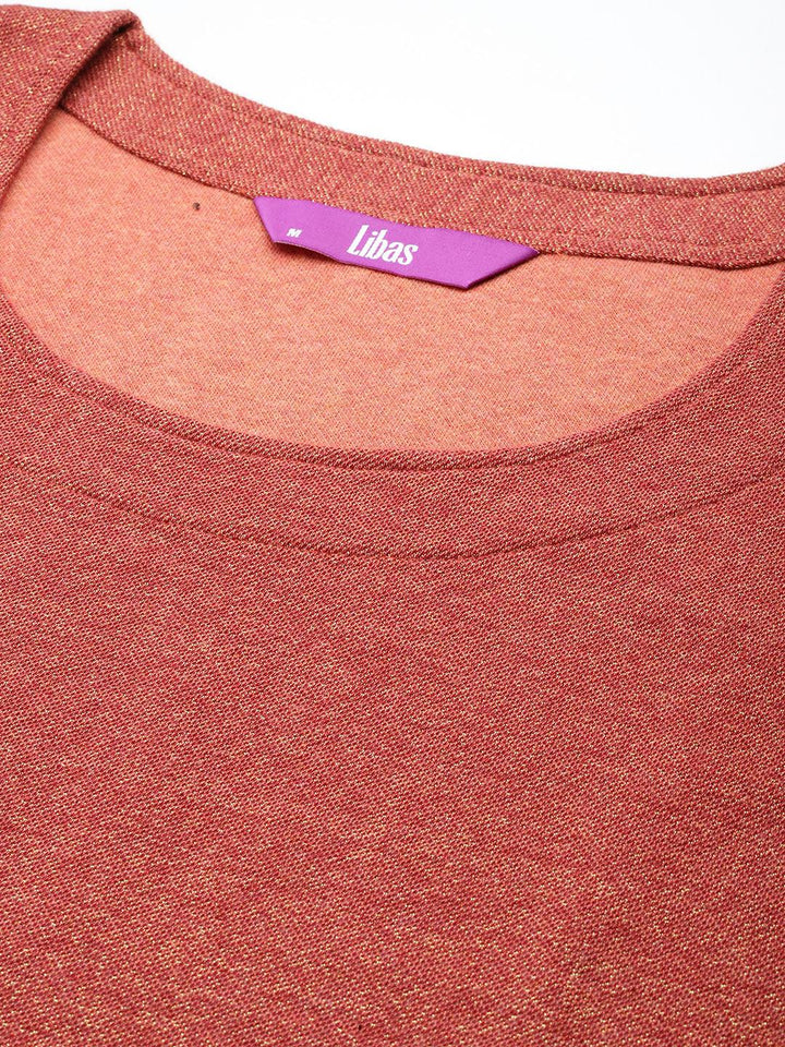 Rust Printed Wool Blend Straight Kurta Set