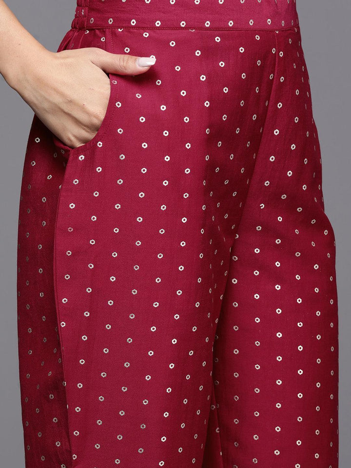 Pink Woven Design Silk Blend Straight Suit With Dupatta