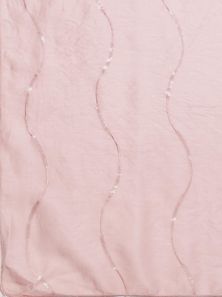 Libas Art Peach Embroidered Silk Blend Anarkali Suit With Dupatta