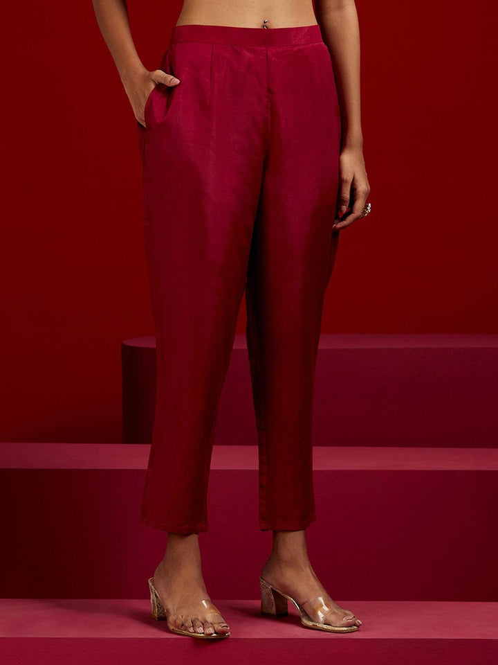 Libas Art Blue Embroidered Georgette A-Line Kurta With Trousers & Dupatta