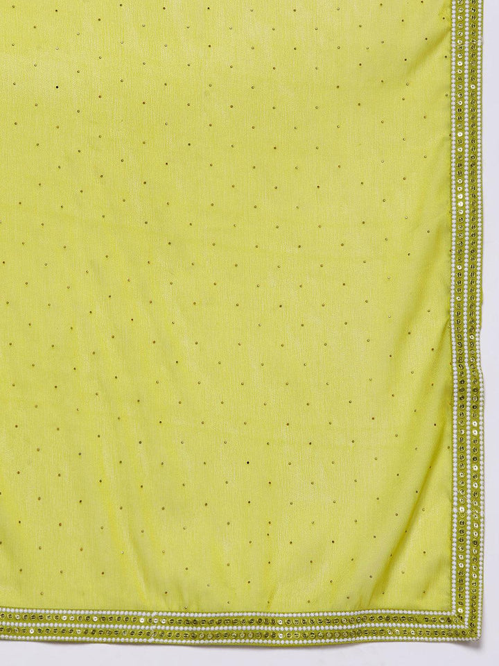 Mustard Embroidered Silk Blend Straight Suit With Dupatta