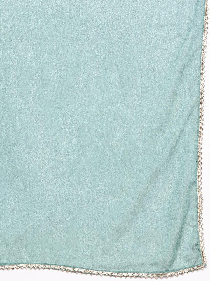 Green Embroidered Chanderi Silk Straight Suit With Dupatta