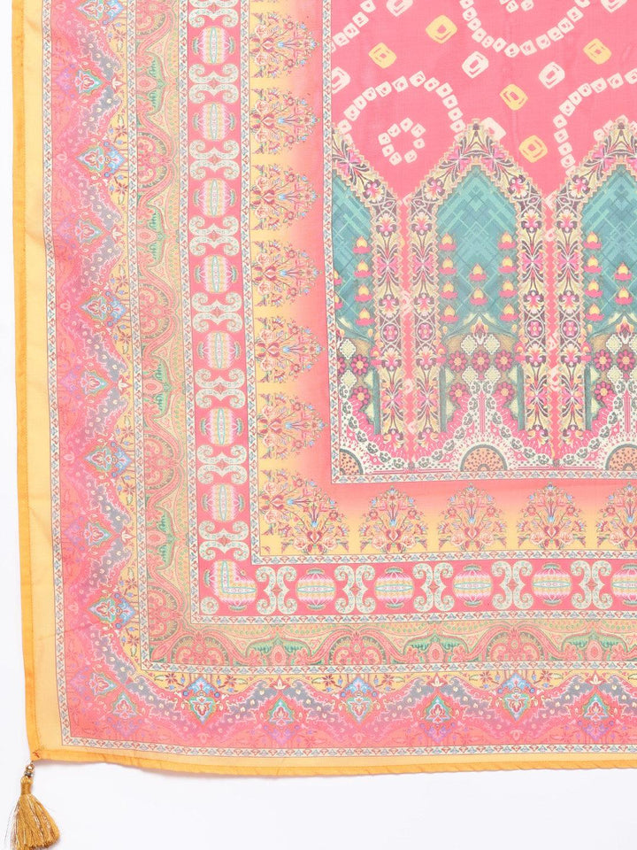 Yellow Woven Design Silk Blend Straight Suit With Dupatta