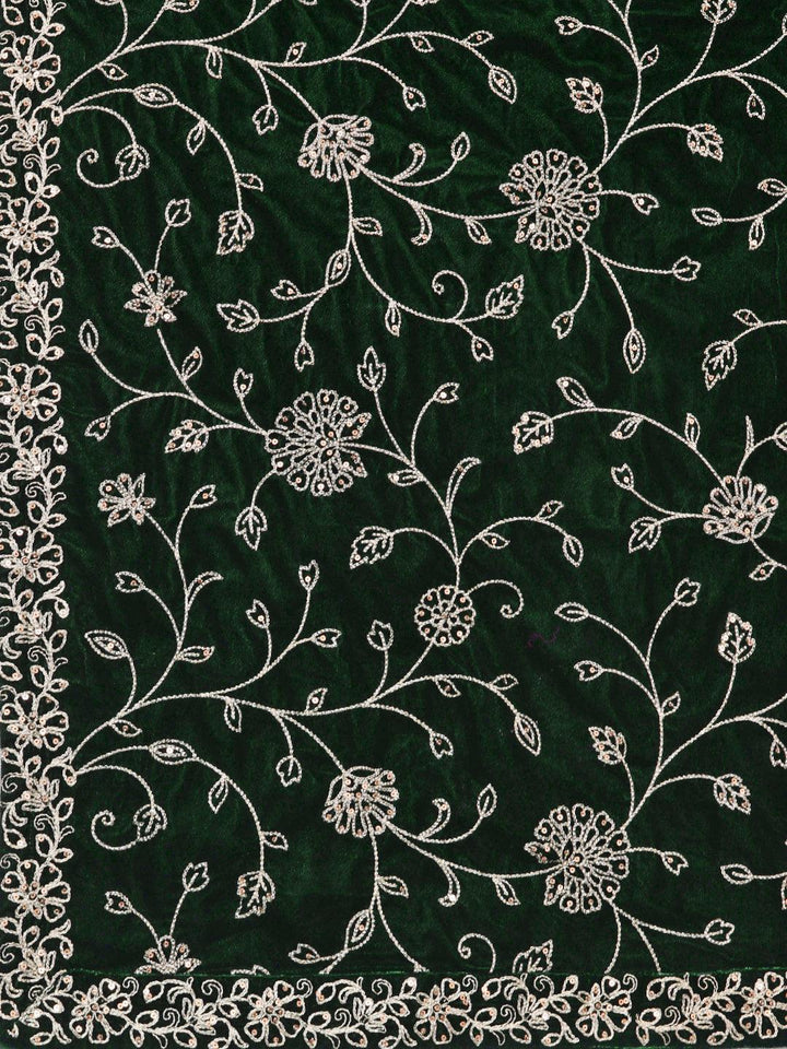 Green Yoke Design Velvet Straight Suit With Dupatta