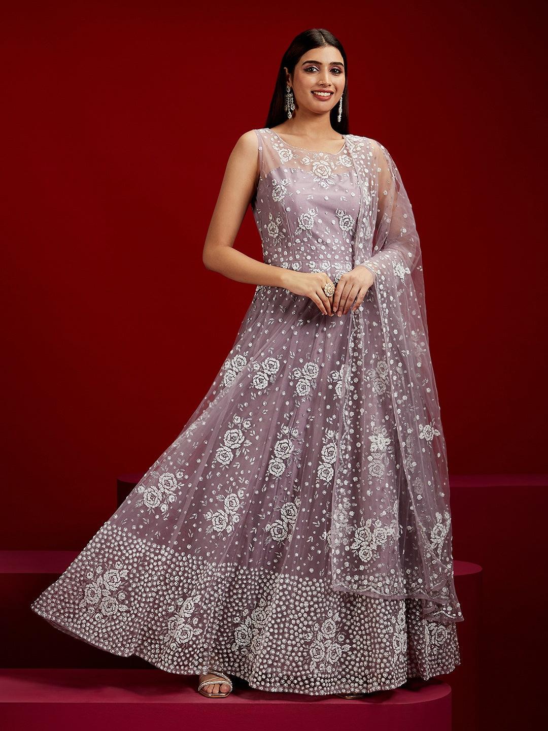 libas party wear dress Buy Libas Art Mauve Embellished Polyester Gown With Dupatta Online in USA  at $92.00