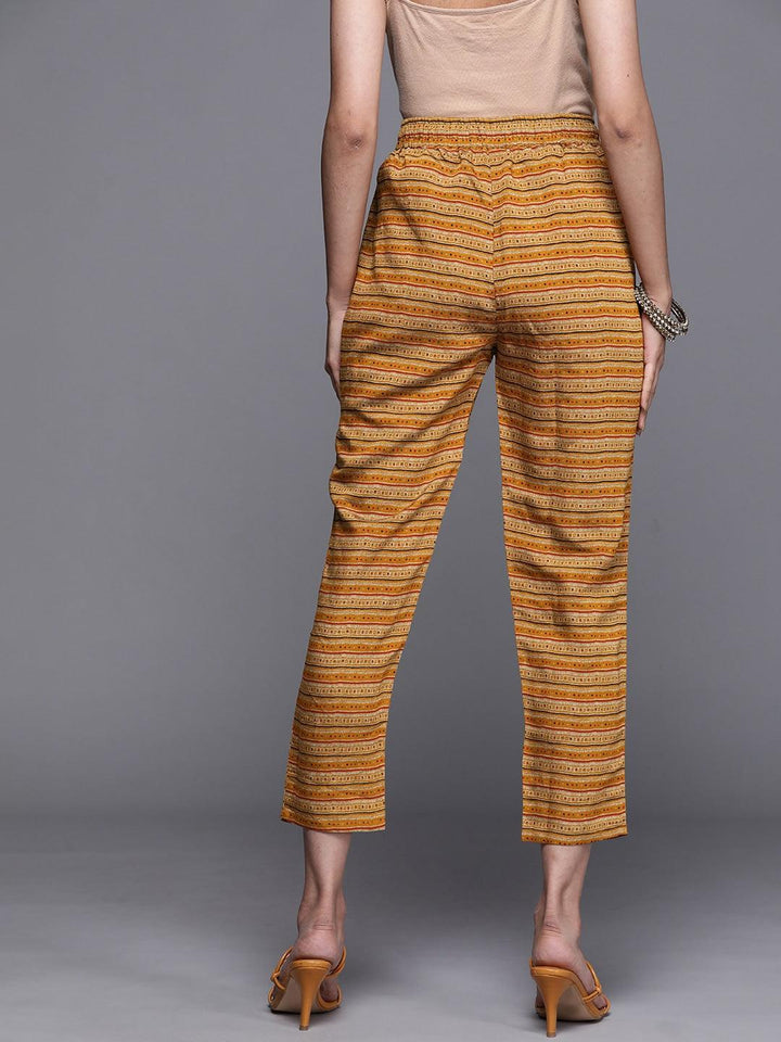 Yellow Striped Silk Trousers