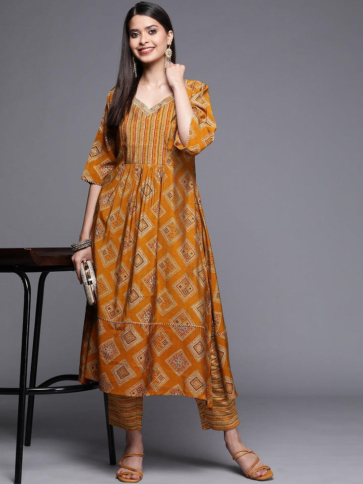 Yellow Striped Silk Trousers