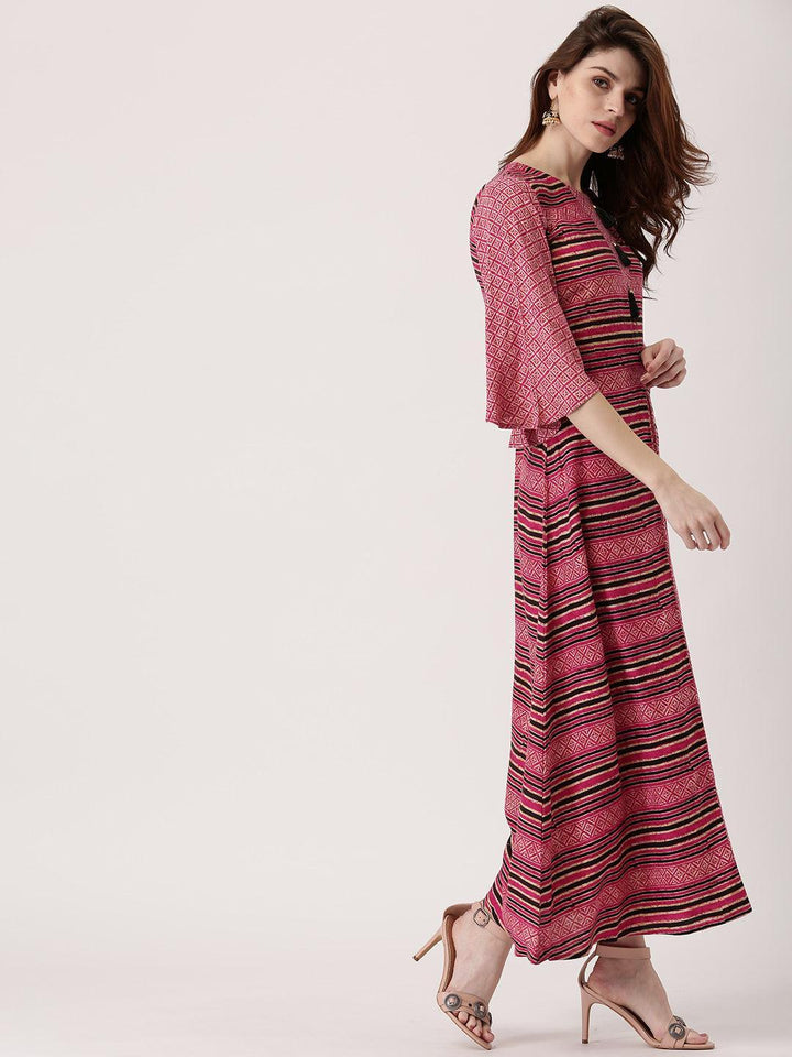 Pink Printed Rayon Kurta