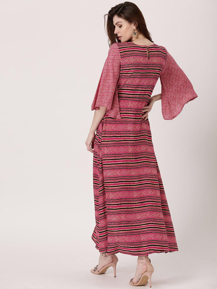 Pink Printed Rayon Kurta