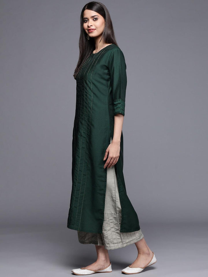 Teal Solid Chanderi Silk Kurta