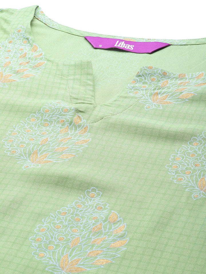 Green Printed Rayon Night Suit