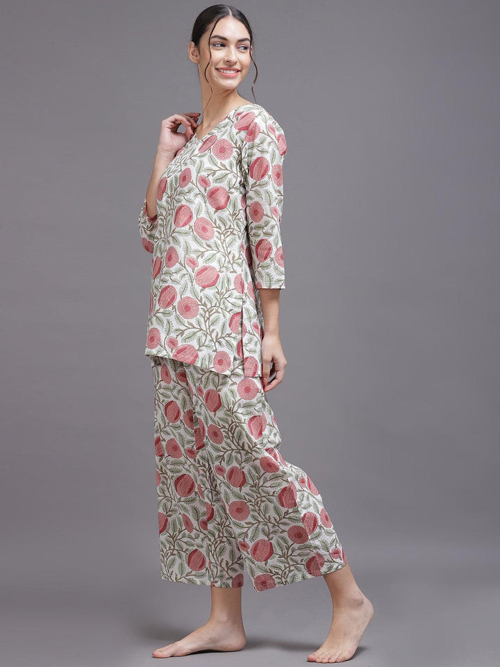 Multicoloured Printed Cotton Night Suit