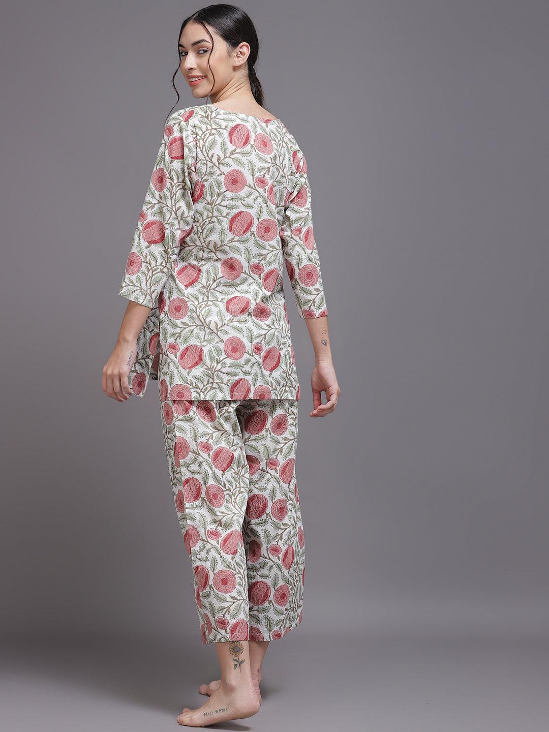 Multicoloured Printed Cotton Night Suit - ShopLibas