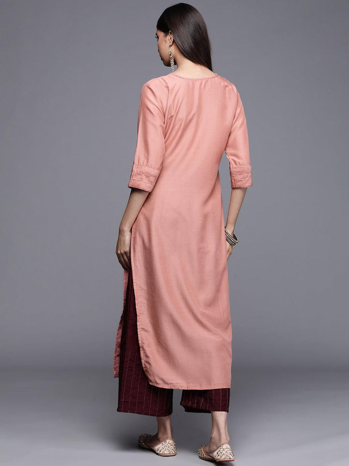 Pink Solid Chanderi Silk Kurta