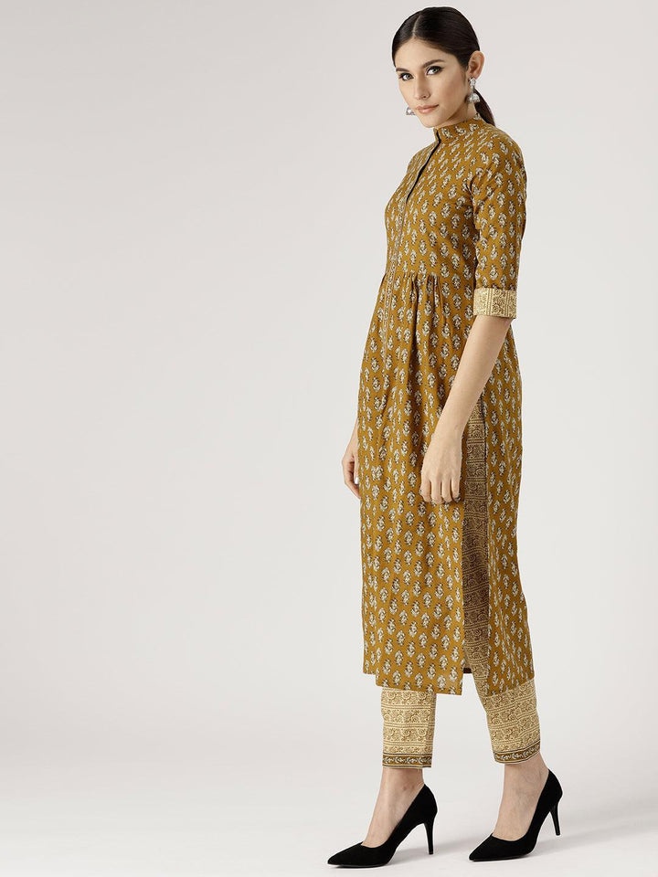 Green Printed Cotton Suit Set