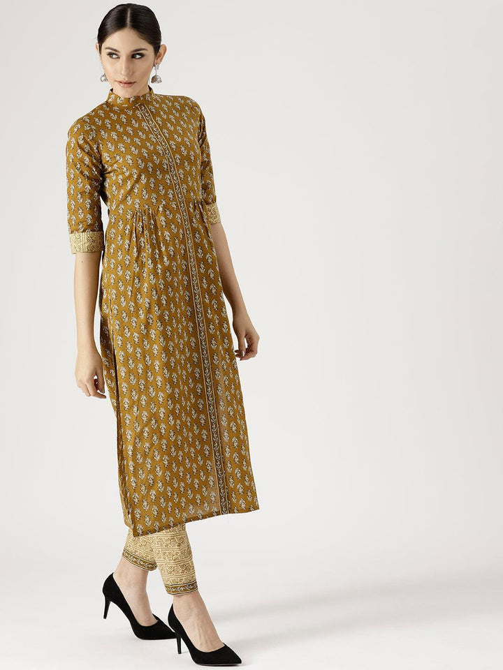 Green Printed Cotton Suit Set